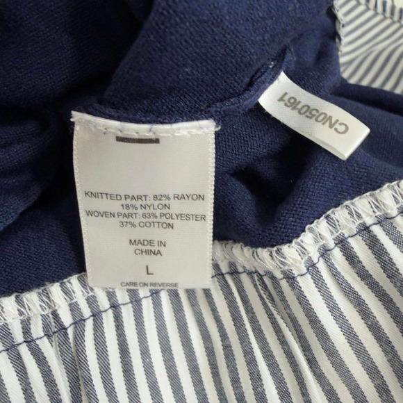 New York and Company Women's Navy Layered Stripe Cuff Sweater Top Size L - Picture 6 of 6